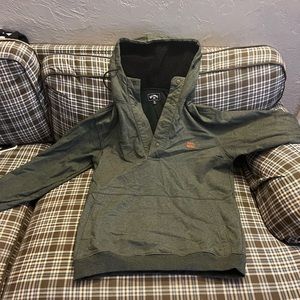 Green Billabong hoodie, w/ wool hood